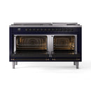 ILVE 60-Inch Nostalgie II Propane Gas Dual Fuel Range with 9 Burners, Griddle and Triple Glass Door Oven in Midnight Blue with Bronze Trim (UP60FNMPMBBLP)