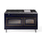 ILVE 60-Inch Nostalgie II Noblesse Dual Fuel Range with 9 Sealed Burners, Griddle, Triple Glass Door Oven in Midnight Blue with Bronze Trim (UN60FNMPMBB)
