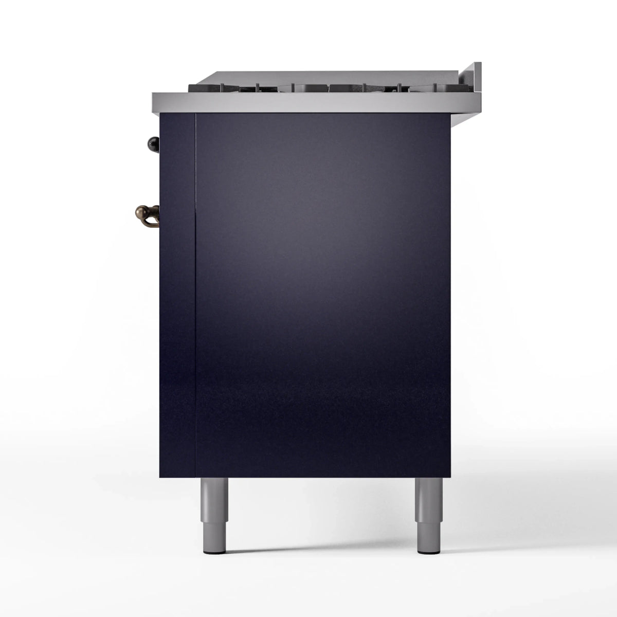 Midnight blue range side panel with adjustable leveling legs