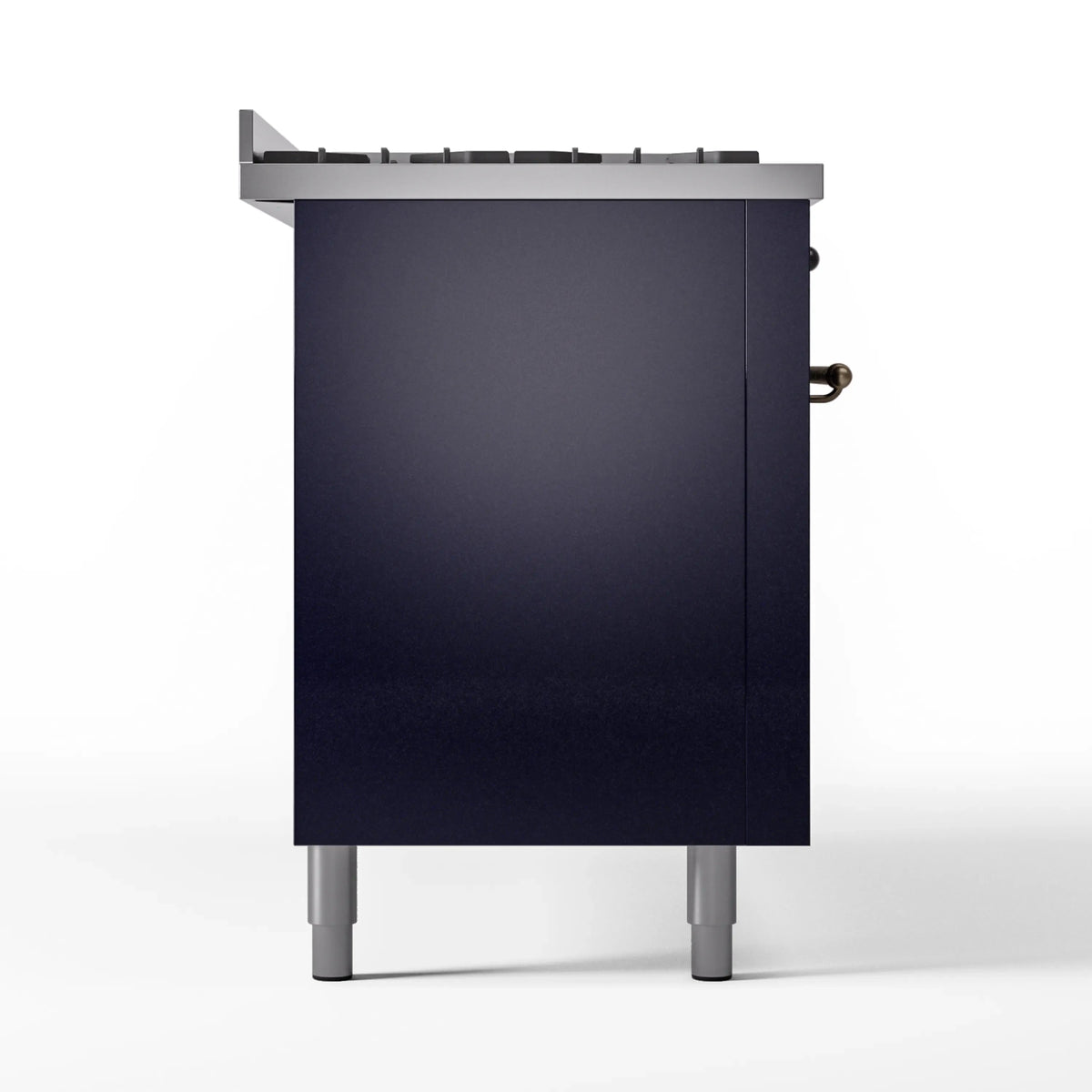 Midnight blue range back panel with adjustable leveling legs