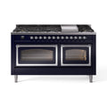 ILVE 60-Inch Nostalgie II Noblesse Natural Gas Dual Fuel Range   in Midnight Blue with Chrome Trim (UN60FNMPMBC)