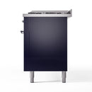 ILVE 60-Inch Nostalgie II Natural Gas Dual Fuel Range with 9 Burners, Griddle and Triple Glass Door Oven in Midnight Blue with Chrome Trim (UP60FNMPMBC)