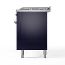 ILVE 60-Inch Nostalgie II Propane Gas Dual Fuel Range with 9 Burners, Griddle and Triple Glass Door Oven in Midnight Blue with Chrome Trim (UP60FNMPMBCLP)