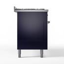 ILVE 60-Inch Nostalgie II Natural Gas Dual Fuel Range with 9 Burners, Griddle and Triple Glass Door Oven in Midnight Blue with Chrome Trim (UP60FNMPMBC)