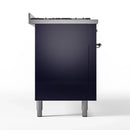 ILVE 60-Inch Nostalgie II Propane Gas Dual Fuel Range with 9 Burners, Griddle and Triple Glass Door Oven in Midnight Blue with Chrome Trim (UP60FNMPMBCLP)