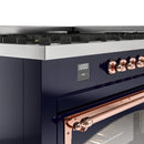 ILVE 60-Inch Nostalgie II Noblesse Natural Gas Dual Fuel Range   in Midnight Blue with Copper Trim (UN60FNMPMBP)