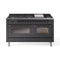 ILVE 60-Inch Nostalgie II Natural Gas Dual Fuel Range with 9 Burners, Griddle and Triple Glass Door Oven in Matte Graphite with Bronze Trim (UP60FNMPMGB)