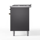 ILVE 60-Inch Nostalgie II Propane Gas Dual Fuel Range with 9 Burners, Griddle and Triple Glass Door Oven in Matte Graphite with Bronze Trim (UP60FNMPMGBLP)