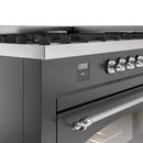 ILVE 60-Inch Nostalgie II Propane Gas Dual Fuel Range with 9 Burners, Griddle and Triple Glass Door Oven in Matte Graphite with Chrome Trim (UP60FNMPMGCLP)