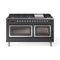 ILVE 60-Inch Nostalgie II Noblesse Natural Gas Dual Fuel Range   in Matte Graphite with Chrome Trim (UN60FNMPMGC)