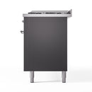 ILVE 60-Inch Nostalgie II Propane Gas Dual Fuel Range with 9 Burners, Griddle and Triple Glass Door Oven in Matte Graphite with Chrome Trim (UP60FNMPMGCLP)