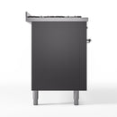 ILVE 60-Inch Nostalgie II Propane Gas Dual Fuel Range with 9 Burners, Griddle and Triple Glass Door Oven in Matte Graphite with Chrome Trim (UP60FNMPMGCLP)
