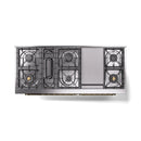 ILVE 60-Inch Nostalgie II Natural Gas Dual Fuel Range with 9 Burners, Griddle and Triple Glass Door Oven in Matte Graphite with Brass Trim (UP60FNMPMGG)