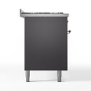 ILVE 60-Inch Nostalgie II Propane Gas Dual Fuel Range with 9 Burners, Griddle and Triple Glass Door Oven in Matte Graphite with Copper Trim (UP60FNMPMGPLP)