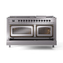 ILVE 60-Inch Nostalgie II Noblesse Natural Gas Dual Fuel Range   in Stainless Steel with Bronze Trim (UN60FNMPSSB)