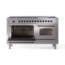 ILVE 60-Inch Nostalgie II Propane Gas Dual Fuel Range with 9 Burners, Griddle and Triple Glass Door Oven in Stainless Steel with Bronze Trim (UP60FNMPSSBLP)