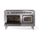 ILVE 60-Inch Nostalgie II Noblesse Natural Gas Dual Fuel Range   in Stainless Steel with Bronze Trim (UN60FNMPSSB)