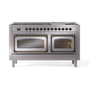ILVE 60-Inch Nostalgie II Noblesse Propane Gas Dual Fuel Range with 9 Sealed Burners, Griddle, Triple Glass Door Oven in Stainless Steel with Bronze Trim (UN60FNMPSSBLP)