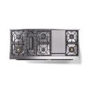 ILVE 60-Inch Nostalgie II Propane Gas Dual Fuel Range with 9 Burners, Griddle and Triple Glass Door Oven in Stainless Steel with Bronze Trim (UP60FNMPSSBLP)
