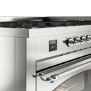 ILVE 60-Inch Nostalgie II Natural Gas Dual Fuel Range with 9 Burners, Griddle and Triple Glass Door Oven in Stainless Steel with Chrome Trim (UP60FNMPSSC)