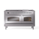 ILVE 60-Inch Nostalgie II Propane Gas Dual Fuel Range with 9 Burners, Griddle and Triple Glass Door Oven in Stainless Steel with Chrome Trim (UP60FNMPSSCLP)