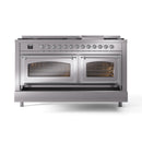 ILVE 60-Inch Nostalgie II Noblesse Propane Gas Dual Fuel Range  in Stainless Steel with Chrome Trim (UN60FNMPSSCLP)