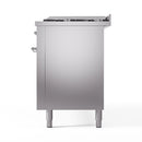 ILVE 60-Inch Nostalgie II Natural Gas Dual Fuel Range with 9 Burners, Griddle and Triple Glass Door Oven in Stainless Steel with Chrome Trim (UP60FNMPSSC)