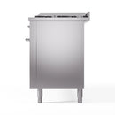 ILVE 60-Inch Nostalgie II Propane Gas Dual Fuel Range with 9 Burners, Griddle and Triple Glass Door Oven in Stainless Steel with Chrome Trim (UP60FNMPSSCLP)