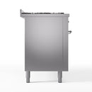 ILVE 60-Inch Nostalgie II Propane Gas Dual Fuel Range with 9 Burners, Griddle and Triple Glass Door Oven in Stainless Steel with Chrome Trim (UP60FNMPSSCLP)