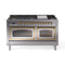 ILVE 60-Inch Nostalgie II Noblesse Natural Gas Dual Fuel Range   in Stainless Steel with Brass Trim (UN60FNMPSSG)