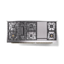 ILVE 60-Inch Nostalgie II Propane Gas Dual Fuel Range with 9 Burners, Griddle and Triple Glass Door Oven in Stainless Steel with Brass Trim (UP60FNMPSSGLP)