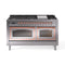 ILVE 60-Inch Nostalgie II Noblesse Dual Fuel Range with 9 Sealed Burners, Griddle, Triple Glass Door Oven in Stainless Steel with Copper Trim (UN60FNMPSSP)