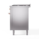 ILVE 60-Inch Nostalgie II Propane Gas Dual Fuel Range with 9 Burners, Griddle and Triple Glass Door Oven in Stainless Steel with Copper Trim (UP60FNMPSSPLP)
