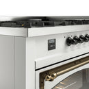 ILVE 60-Inch Nostalgie II Noblesse Natural Gas Dual Fuel Range   in White with Bronze Trim (UN60FNMPWHB)