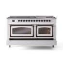 ILVE 60-Inch Nostalgie II Noblesse Propane Gas Dual Fuel Range with 9 Sealed Burners, Griddle, Triple Glass Door Oven in White with Bronze Trim (UN60FNMPWHBLP)