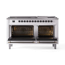 ILVE 60-Inch Nostalgie II Propane Gas Dual Fuel Range with 9 Burners, Griddle and Triple Glass Door Oven in White with Bronze Trim (UP60FNMPWHBLP)