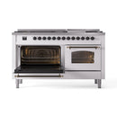ILVE 60-Inch Nostalgie II Propane Gas Dual Fuel Range with 9 Burners, Griddle and Triple Glass Door Oven in White with Bronze Trim (UP60FNMPWHBLP)