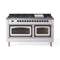 ILVE 60-Inch Nostalgie II Noblesse Dual Fuel Range with 9 Sealed Burners, Griddle, Triple Glass Door Oven in White with Bronze Trim (UN60FNMPWHB)