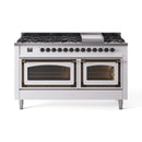 ILVE 60-Inch Nostalgie II Noblesse Natural Gas Dual Fuel Range   in White with Bronze Trim (UN60FNMPWHB)