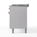 ILVE 60-Inch Nostalgie II Natural Gas Dual Fuel Range with 9 Burners, Griddle and Triple Glass Door Oven in White with Bronze Trim (UP60FNMPWHB)