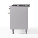 ILVE 60-Inch Nostalgie II Propane Gas Dual Fuel Range with 9 Burners, Griddle and Triple Glass Door Oven in White with Bronze Trim (UP60FNMPWHBLP)