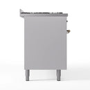 ILVE 60-Inch Nostalgie II Natural Gas Dual Fuel Range with 9 Burners, Griddle and Triple Glass Door Oven in White with Bronze Trim (UP60FNMPWHB)