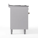 ILVE 60-Inch Nostalgie II Propane Gas Dual Fuel Range with 9 Burners, Griddle and Triple Glass Door Oven in White with Bronze Trim (UP60FNMPWHBLP)