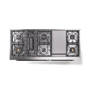 ILVE 60-Inch Nostalgie II Propane Gas Dual Fuel Range with 9 Burners, Griddle and Triple Glass Door Oven in White with Bronze Trim (UP60FNMPWHBLP)