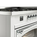 ILVE 60-Inch Nostalgie II Noblesse Natural Gas Dual Fuel Range   in White with Chrome Trim (UN60FNMPWHC)