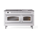 ILVE 60-Inch Nostalgie II Noblesse Natural Gas Dual Fuel Range   in White with Chrome Trim (UN60FNMPWHC)