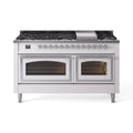 ILVE 60-Inch Nostalgie II Noblesse Natural Gas Dual Fuel Range   in White with Chrome Trim (UN60FNMPWHC)