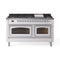 ILVE 60-Inch Nostalgie II Noblesse Natural Gas Dual Fuel Range   in White with Chrome Trim (UN60FNMPWHC)