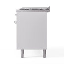 ILVE 60-Inch Nostalgie II Propane Gas Dual Fuel Range with 9 Burners, Griddle and Triple Glass Door Oven in White with Chrome Trim (UP60FNMPWHCLP)