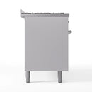 ILVE 60-Inch Nostalgie II Natural Gas Dual Fuel Range with 9 Burners, Griddle and Triple Glass Door Oven in White with Chrome Trim (UP60FNMPWHC)